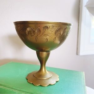 Vintage embossed brass chalice with scalloped bass